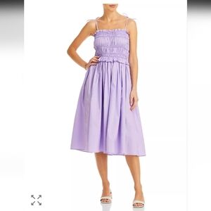 Aqua Ruched Sleeveless Midi Dress - 100% Cotton